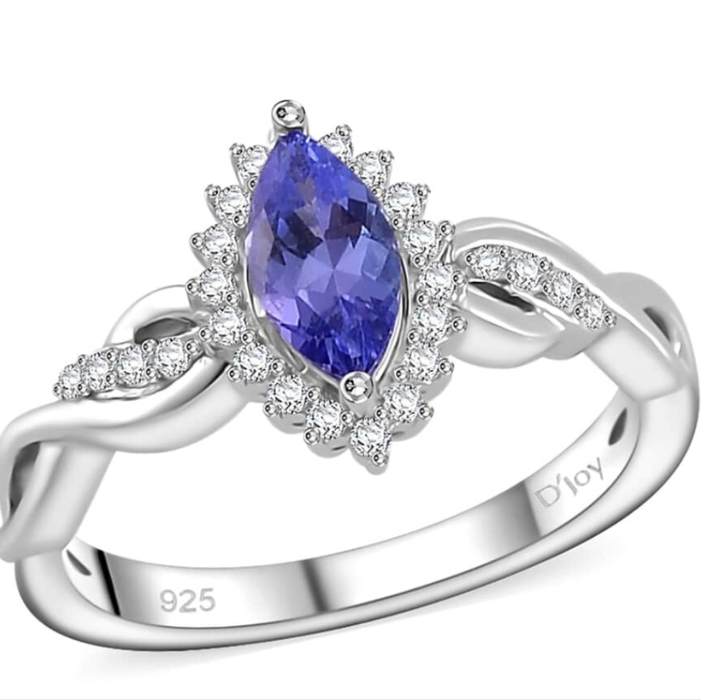Tanzanite & White Zircon Ring Size 9